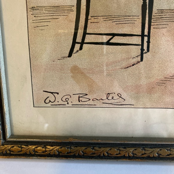 Antique W.G. Baxter Framed Print “A Quiet Game at Nap” - Picture 3 of 5